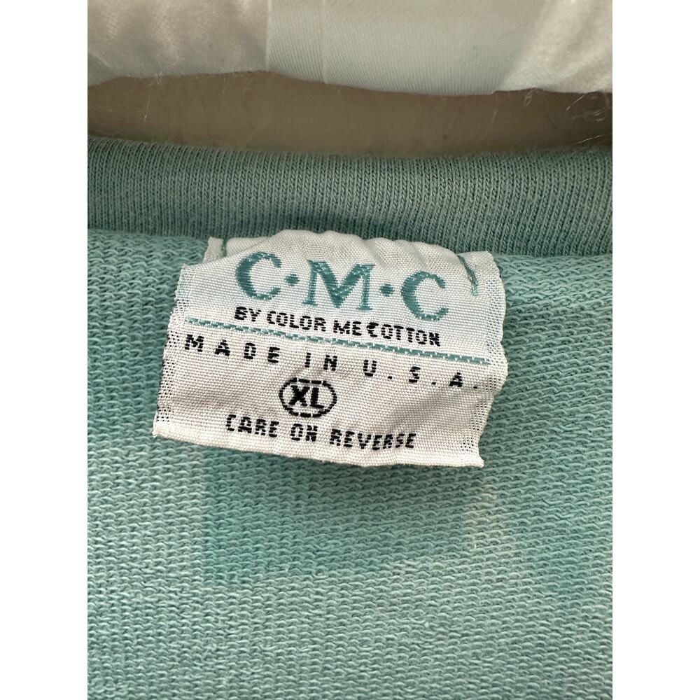 CMC Color Me Cotton Aqua Blue Sweatshirt Tunic Artsy Coastal Grandma XL - Picture 7 of 9